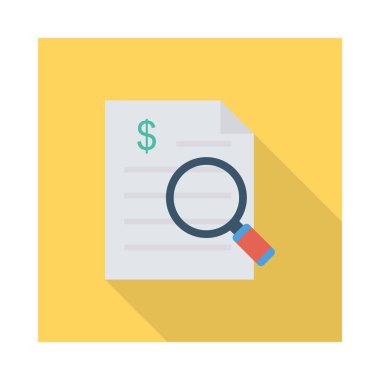 Beyaz arka plan, vektör, illüstrasyon izole Büyüteç düz simgesi ile fatura levha