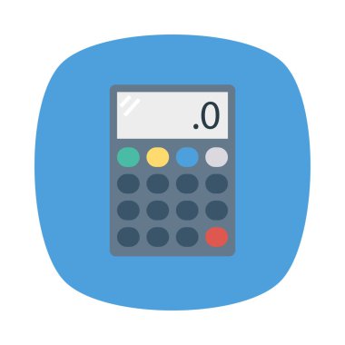 hesap makinesi düz simgesi beyaz arka plan, vektör, illüstrasyon izole