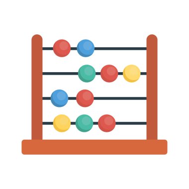 Abaküs düz simgesi izole beyaz arka plan, vektör, illüstrasyon, hesaplama kavramı 