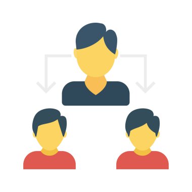 Patronla çalışanlar avatarlar düz simgesi beyaz arka plan, vektör, illüstrasyon izole 