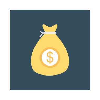 Beyaz arka plan, vektör, illüstrasyon izole doları çanta düz simgesi 