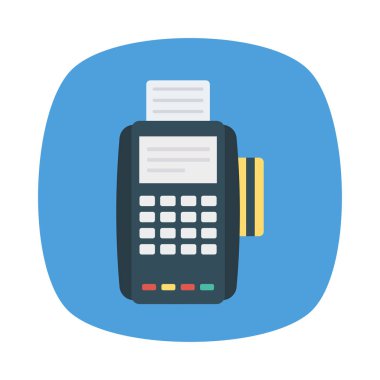 Kartı Swipe makine düz simgesi izole beyaz arka plan, vektör, illüstrasyon, kavram