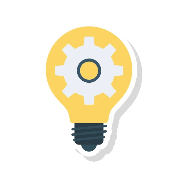 Idea Bulb Gear Symbol Flat Icon Isolated White Background Vector — Stock Vector