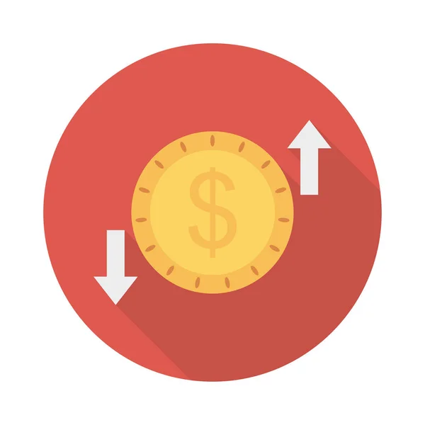 Dollar Munt Uit Wisselen Met Overdracht Pijlen Platte Pictogram Geïsoleerd — Stockvector