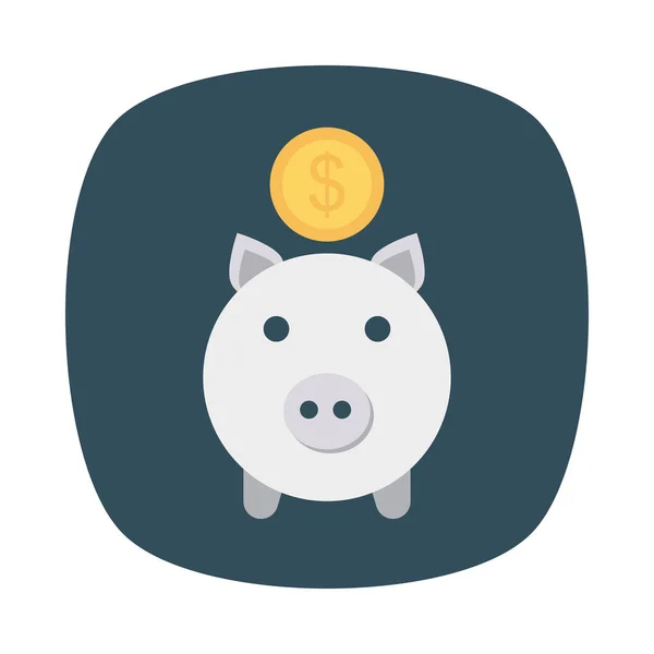 Piggy Bank Dengan Dolar Koin Datar Ikon Terisolasi Pada Latar - Stok Vektor