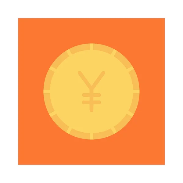 Moneda Yen Dorado Icono Plano Aislado Sobre Fondo Blanco Vector — Vector de stock