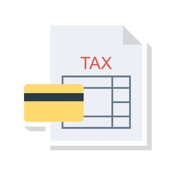 Steuer Mit Zahlungskarte Flaches Symbol Auf Weißem Hintergrund Vektor Illustration — Stockvektor