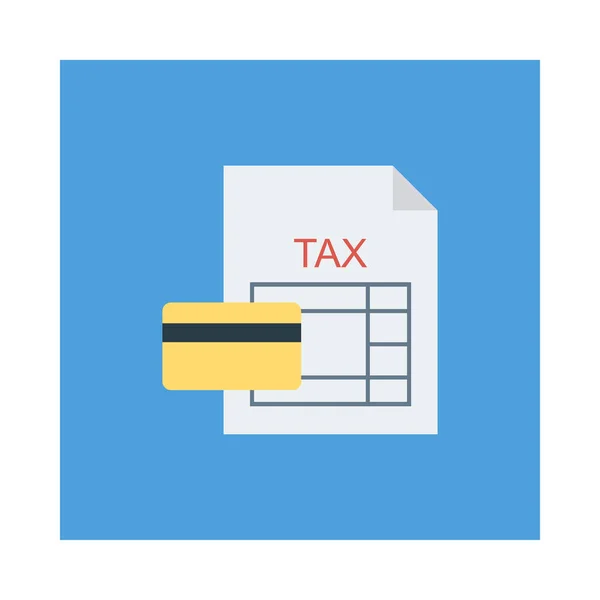 Taxe Avec Carte Paiement Icône Plate Isolée Sur Fond Blanc — Image vectorielle