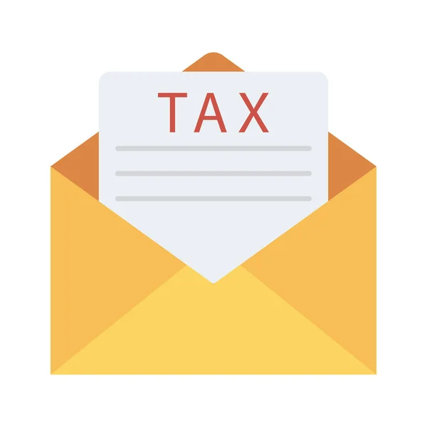 Steuerbotschaft Brief Flaches Symbol Isoliert Auf Weißem Hintergrund Vektor Illustration — Stockvektor
