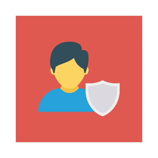 Bezpečnostní Štít Plochý Ikonou Účet Izolované Bílém Pozadí Vektor Ilustrace — Stockový vektor