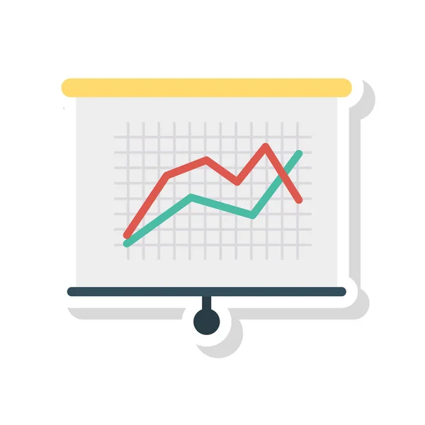 Tablero Presentación Con Icono Plano Gráfico Aislado Sobre Fondo Blanco — Vector de stock