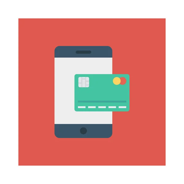 Πιστωτική Κάρτα Επίπεδη Οθόνη Smartphone Απομονωμένη Λευκό Φόντο Διάνυσμα Εικονογράφηση — Διανυσματικό Αρχείο