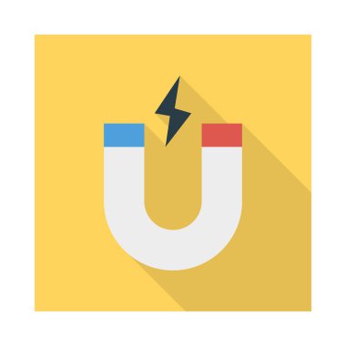 Mıknatıs çekmek güç beyaz arka plan, vektör, illüstrasyon izole düz simge