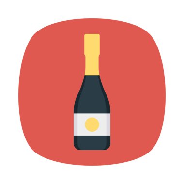 şarap şişesi düz simgesi, vektör, illüstrasyon