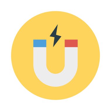 Mıknatıs çekmek güç beyaz arka plan, vektör, illüstrasyon izole düz simge