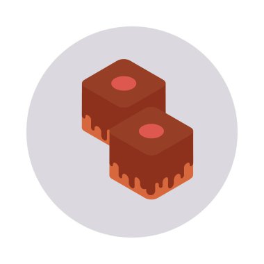 Çikolatalı kek dilimleri düz kutsal kişilerin resmi, vektör, illüstrasyon