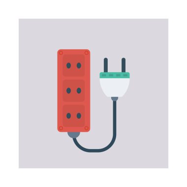 uzatma kablosu ile fiş düz simgesi, vektör, illüstrasyon 