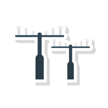 elektrik direkleri düz simgesi beyaz arka plan, vektör, illüstrasyon izole