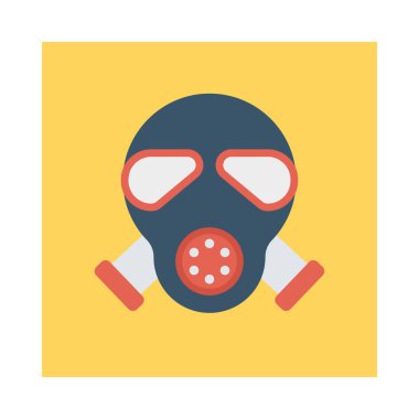 Solunum maskesi düz simgesi beyaz arka plan, vektör, illüstrasyon izole    