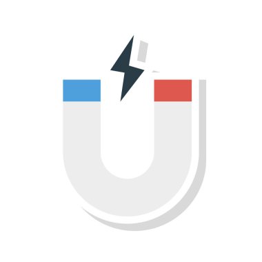 Mıknatıs çekmek güç beyaz arka plan, vektör, illüstrasyon izole düz simge