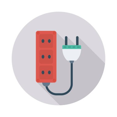 uzatma kablosu ile fiş düz simgesi, vektör, illüstrasyon 