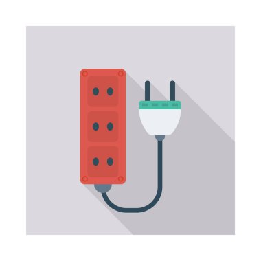 uzatma kablosu ile fiş düz simgesi, vektör, illüstrasyon 