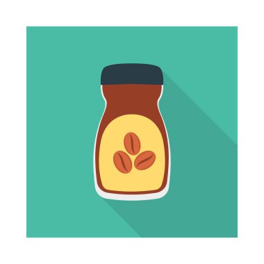 kahve çekirdekleri düz simgesi, vektör, illüstrasyon ile şişe  