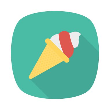 dondurma koni düz simgesi beyaz arka plan, vektör, illüstrasyon izole