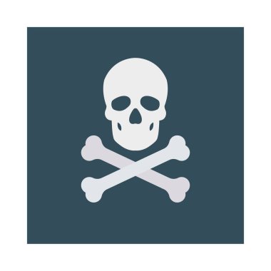 kafatası ölüm düz simgesi beyaz arka plan, vektör, illüstrasyon izole   