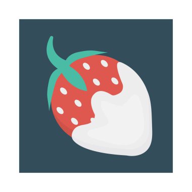 Çilekli krem düz simgesi, vektör, illüstrasyon