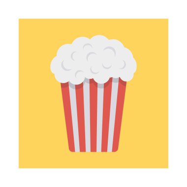 patlamış mısır düz simgesi beyaz arka plan, vektör, illüstrasyon izole 