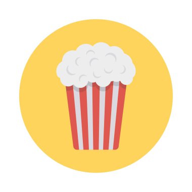 patlamış mısır düz simgesi beyaz arka plan, vektör, illüstrasyon izole 