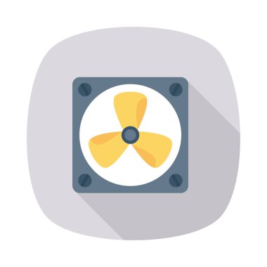 fan düz simgesi beyaz arka plan, vektör, illüstrasyon izole üfleme