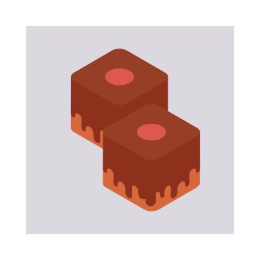 Çikolatalı kek dilimleri düz kutsal kişilerin resmi, vektör, illüstrasyon