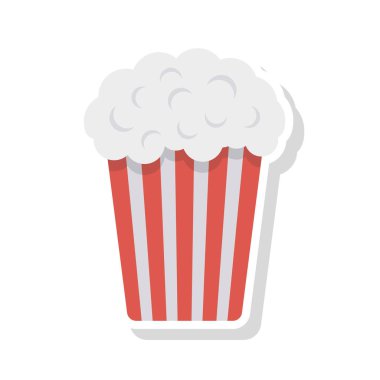 patlamış mısır düz simgesi beyaz arka plan, vektör, illüstrasyon izole 