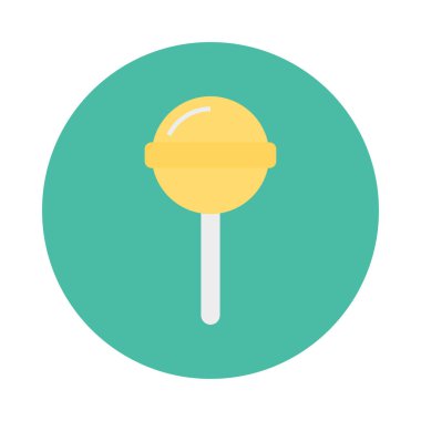 tatlı lolipop düz simgesi, vektör, illüstrasyon