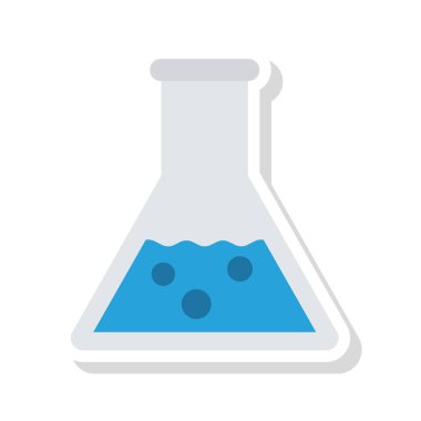 kimyasal laboratuvar şişesi düz simgesi, vektör, illüstrasyon