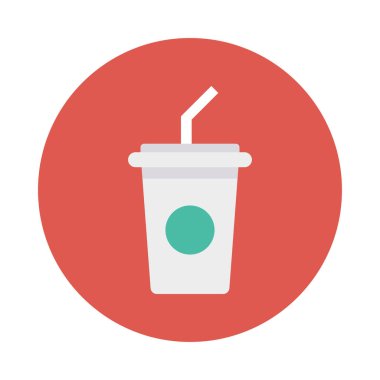 gazoz Kupası düz simgesi, vektör, illüstrasyon