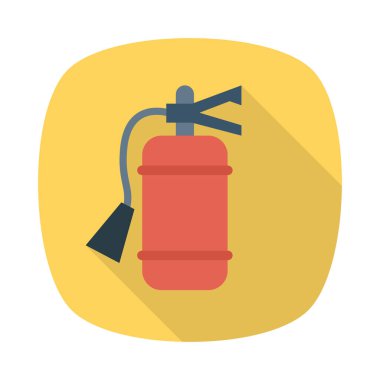 Yangın söndürücü silindir düz simgesi beyaz arka plan, vektör, illüstrasyon izole  