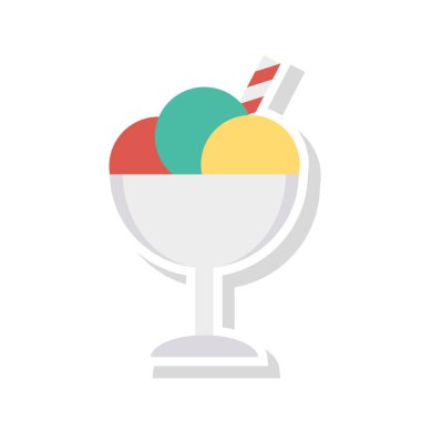 kase dondurma düz simgesi, vektör, illüstrasyon