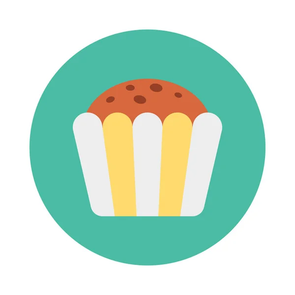 Doce Cupcake Ícone Plano Vetor Ilustração — Vetor de Stock