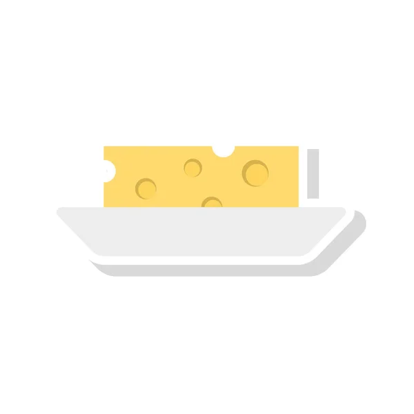 Rebanada Queso Placa Plana Icono Vector Ilustración — Archivo Imágenes Vectoriales