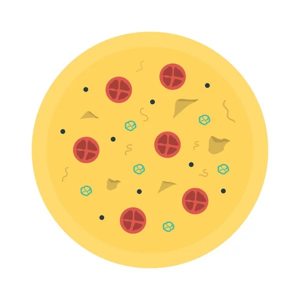 Platte Pictogram Pizza Geïsoleerd Een Witte Achtergrond Vector Illustratie Fast — Stockvector