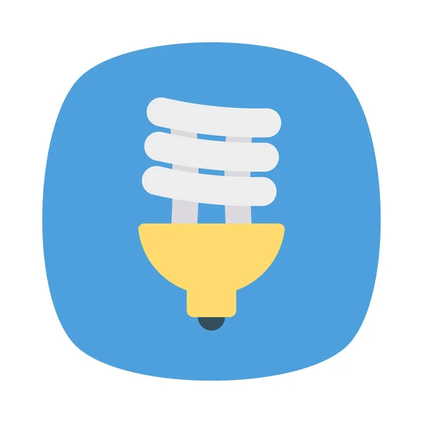 Energy Saving Light Bulb Flat Icon Vector Illustration — Stock Vector