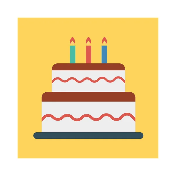 Pastel Cumpleaños Con Velas Icono Plano Vector Ilustración — Archivo Imágenes Vectoriales