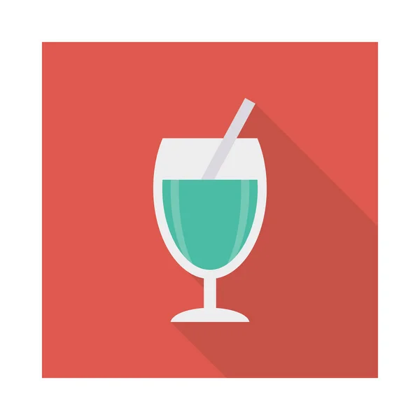 Cocktail Avec Icône Plate Paille Vecteur Illustration — Image vectorielle