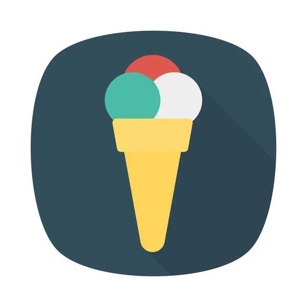 Ice Cream Cone Flat Ikonen Vektor Illustration — Stock vektor