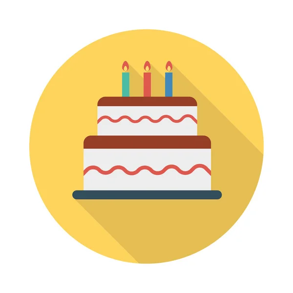 Pastel Cumpleaños Con Velas Icono Plano Vector Ilustración — Archivo Imágenes Vectoriales