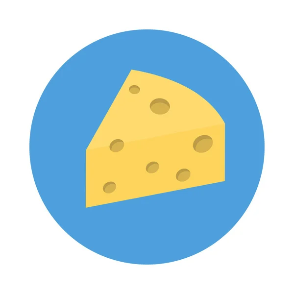 Slice Cheese Flat Icon Vector Illustration — Stock Vector