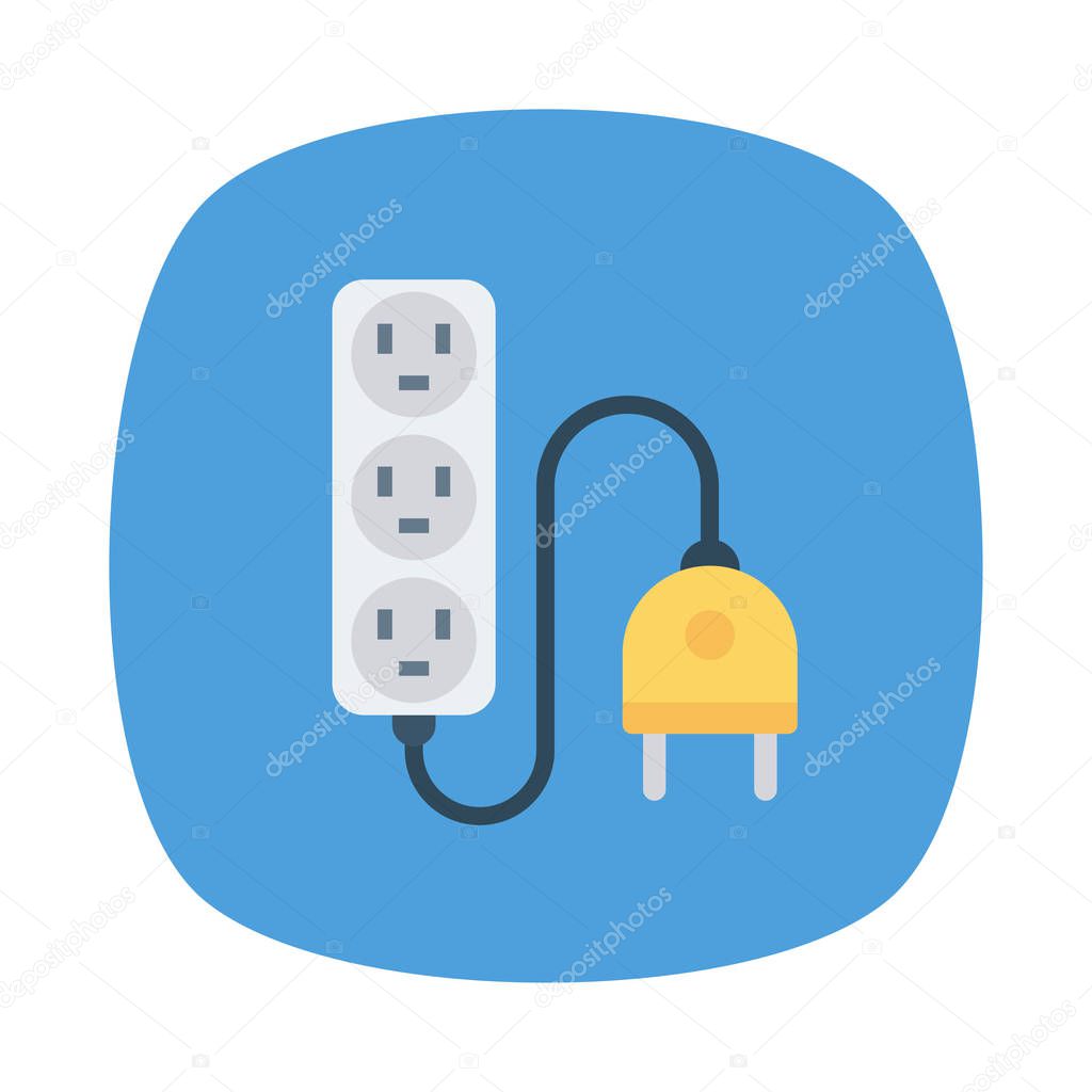 Extension with plug  flat icon , vector, illustration